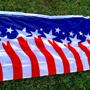 AMERICAN FLAG 6' BANNER PORCH HANGING POLYESTER MEMORIAL DAY DECORATION NEW